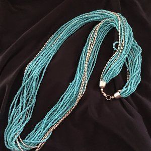 Turquoise beaded waterfall necklace